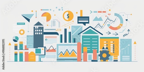 A professional graphic of pension fund assets, including stock charts, real estate icons, and investment symbols to represent the comprehensive approach to retirement planning and diversification