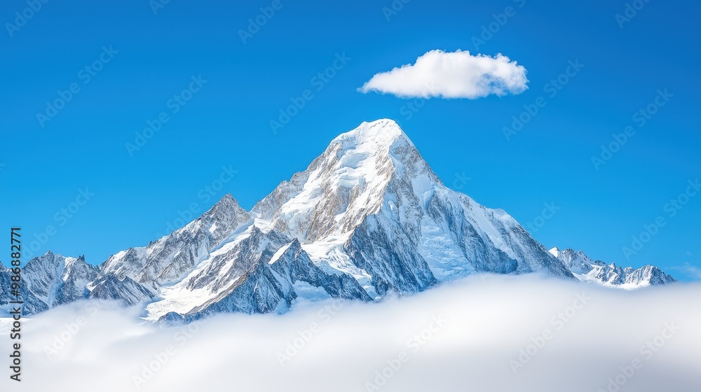 Obraz premium Majestic Snowy Mountain Under Clear Blue Sky