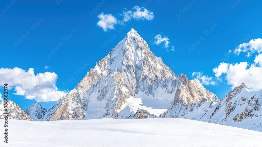 Fototapeta premium Majestic Snowy Mountain Under Clear Blue Sky