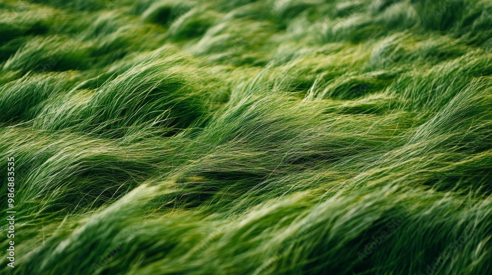 Green grass swaying gently in the wind, Green grass swaying gently in the wind,