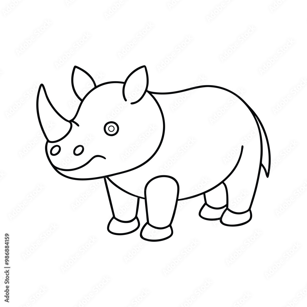 Fototapeta premium rhinoceros line art vector illustration