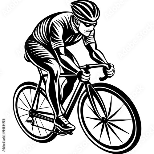 Safety First: A Man Riding a Bike with a Helmet"Cycling Safety,A Man in Action,Biking Safely,Stay Safe on Two Wheels
