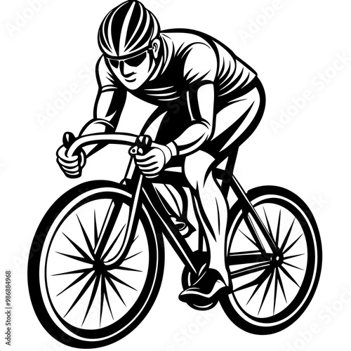 Safety First: A Man Riding a Bike with a Helmet"Cycling Safety,A Man in Action,Biking Safely,Stay Safe on Two Wheels