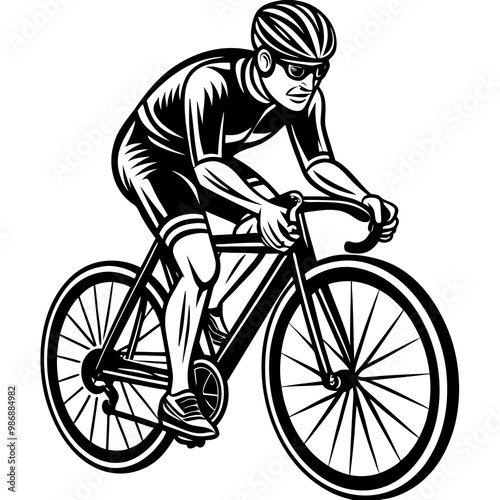 Safety First: A Man Riding a Bike with a Helmet"Cycling Safety,A Man in Action,Biking Safely,Stay Safe on Two Wheels