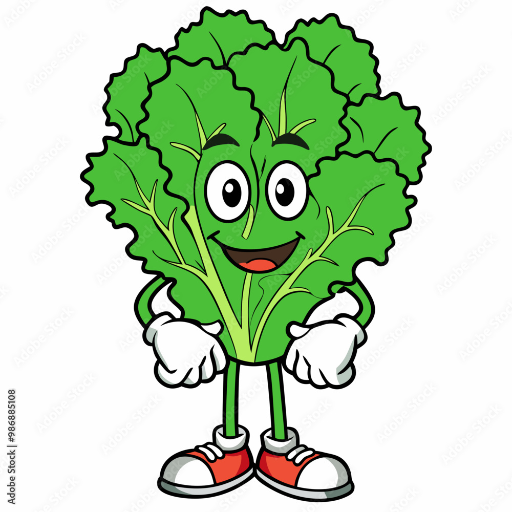 Fototapeta premium Cheerful Lettuce Cartoon Character Design' Lively Lettuce Cartoon Character Design,Vibrant Cheerful Lettuce CharacterCreate Joy with Cheerful Lettuce Cartoon Character Designs for Comics & Clip Art