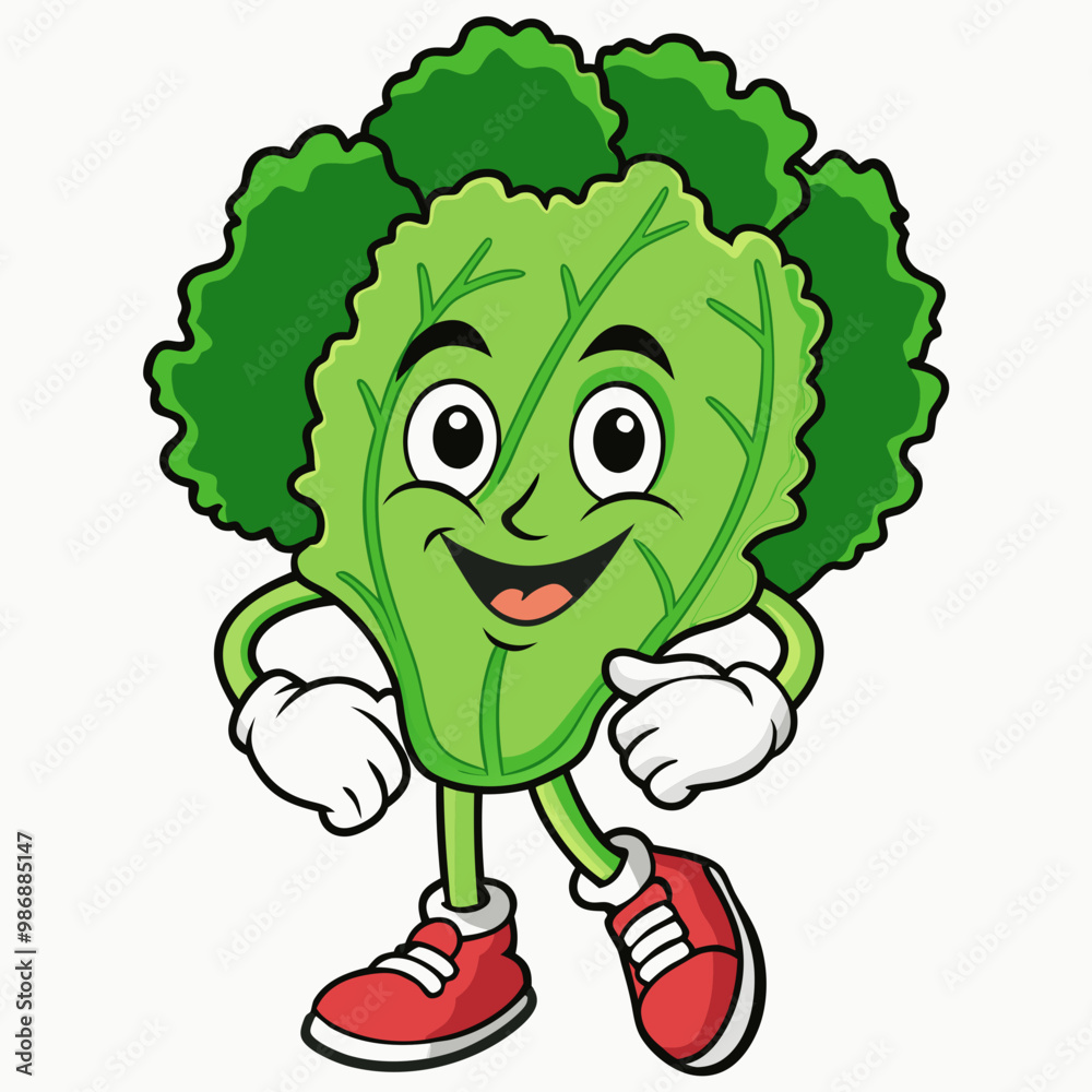 Obraz premium Cheerful Lettuce Cartoon Character Design' Lively Lettuce Cartoon Character Design,Vibrant Cheerful Lettuce CharacterCreate Joy with Cheerful Lettuce Cartoon Character Designs for Comics & Clip Art