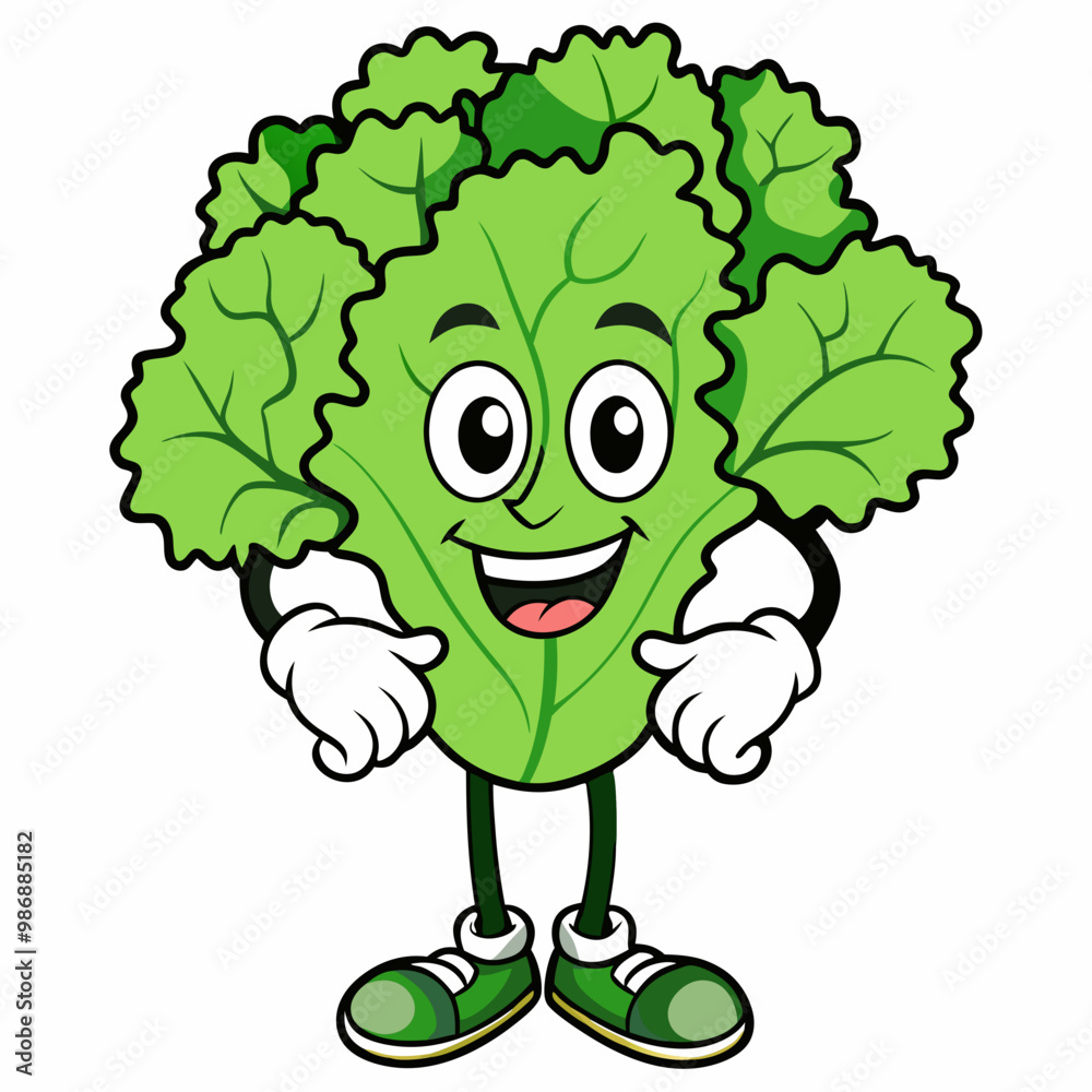 Fototapeta premium Cheerful Lettuce Cartoon Character Design' Lively Lettuce Cartoon Character Design,Vibrant Cheerful Lettuce CharacterCreate Joy with Cheerful Lettuce Cartoon Character Designs for Comics & Clip Art