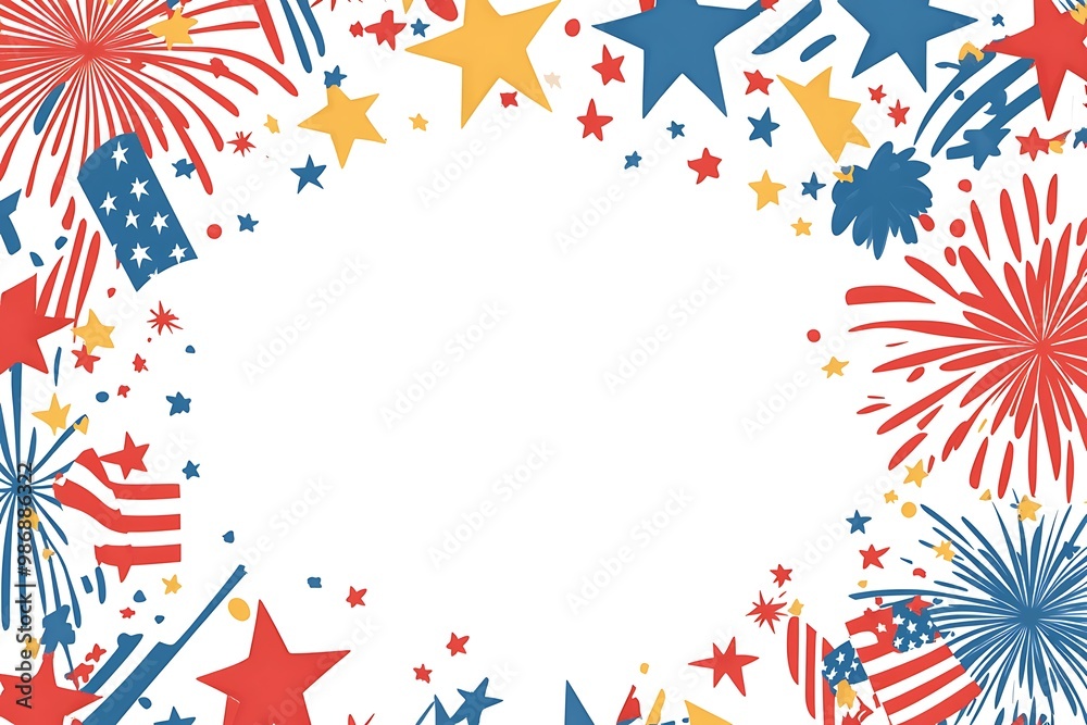 Fourth of July banner. USA flag and fireworks explosions. Independence day national holiday we are closed template. Fourth of July banner. USA flag and fireworks explosions. Independence day national holiday we are closed template.