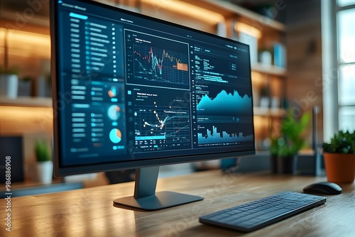 Financial Analytics Dashboard on Computer Screen