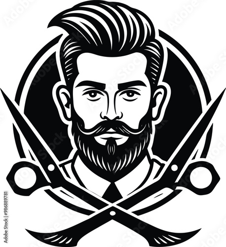 vector illustration of a barber shop with a handsome man