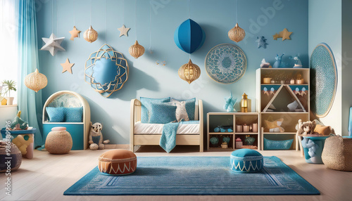 Children's room for baby decorated for Ramadan