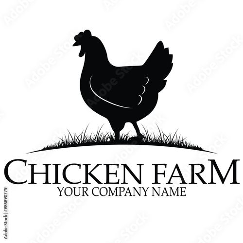 Chicken farm logo. Farm design template