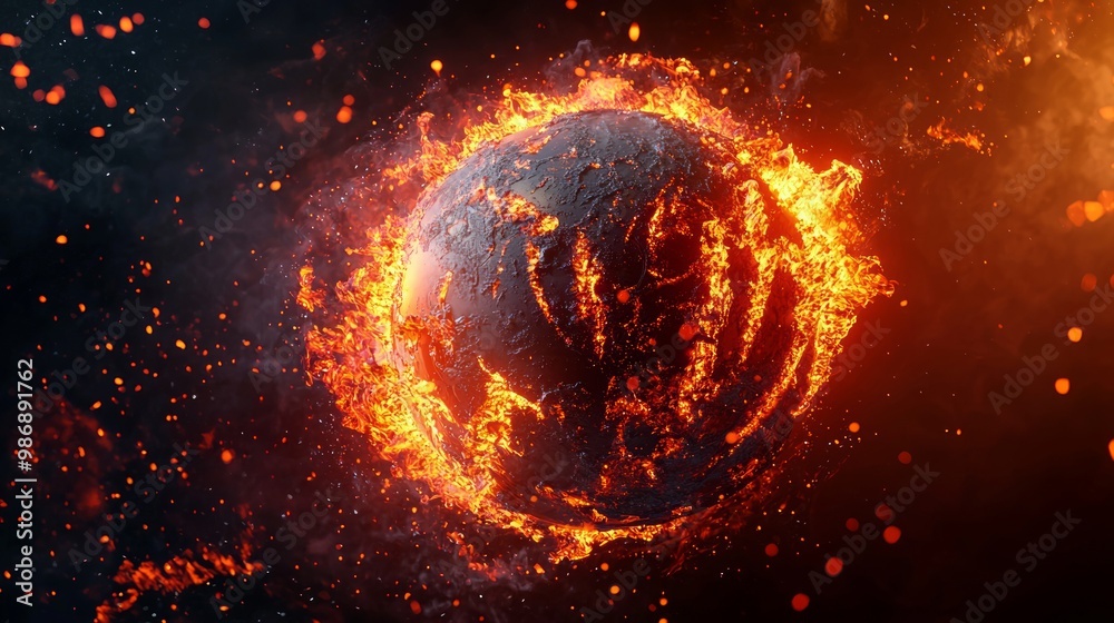 Global Boiling: 3D Visualization of a Globe with Intense Heat Waves Portraying Urgency and Climate Change Crisis Global Boiling: 3D Visualization of a Globe with Intense Heat Waves Portraying Urgency and Climate Change Crisis