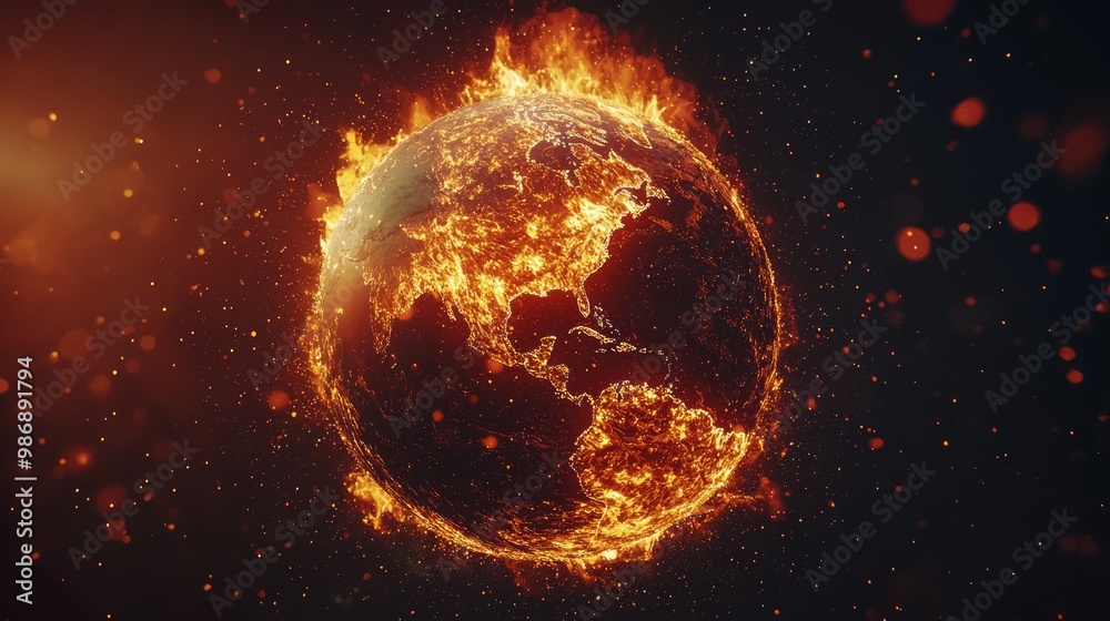 Global Boiling Crisis - 3D Visualization of Earth with Intense Heat Waves Highlighting Urgency of Climate Change Global Boiling Crisis - 3D Visualization of Earth with Intense Heat Waves Highlighting Urgency of Climate Change