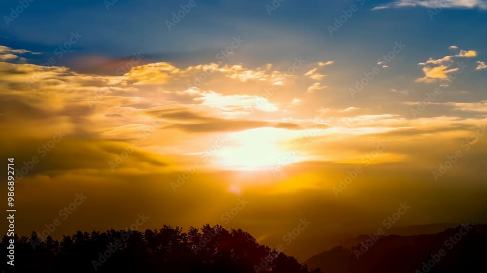 Golden Horizons: Time-lapse of Sun Emerging from Cloud Cover Golden Horizons: Time-lapse of Sun Emerging from Cloud Cover