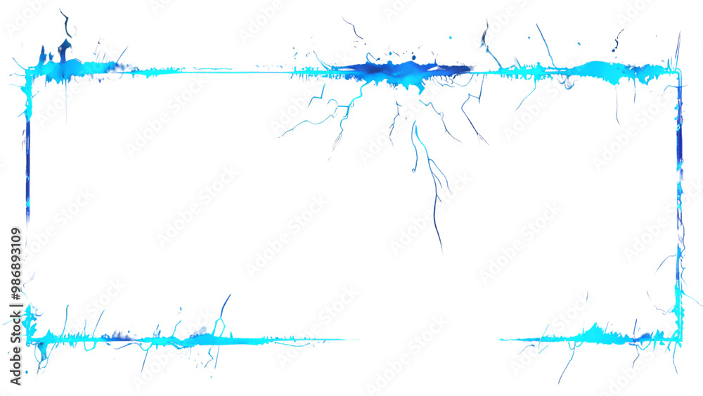 Obraz premium Isolated blue neon toxic smoke and lightning discharges on a transparent background.