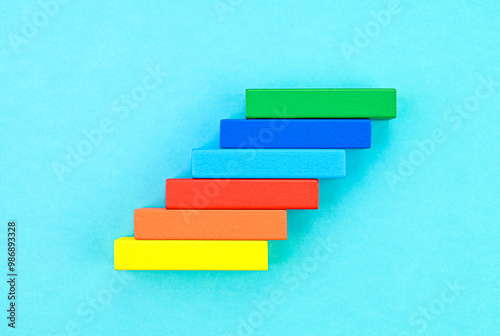 Success steps on a blue background.