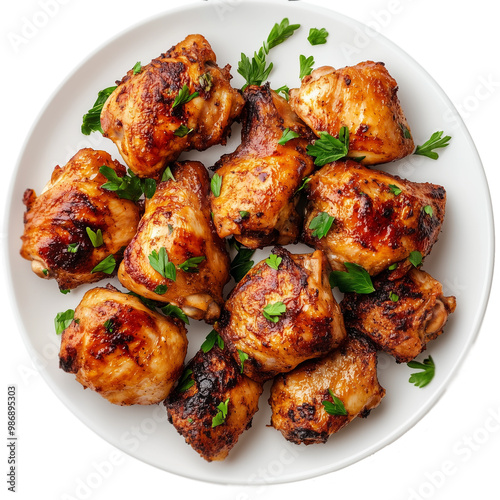 Chicken thighs fried isolated on a transparent background photo