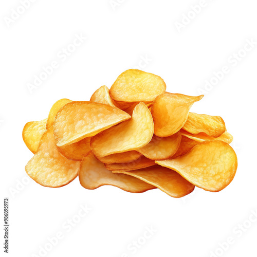 Crisp potato chips isolated on a white background isolated on a transparent background