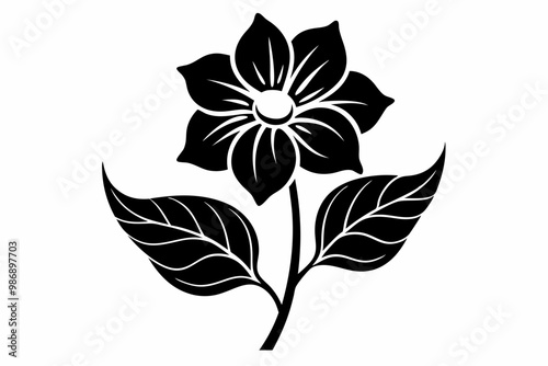 Elegant Black Silhouette of a Flower.