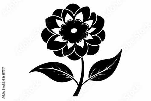 Elegant Black Silhouette of a Flower.