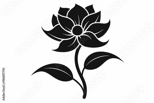 Elegant Black Silhouette of a Flower.