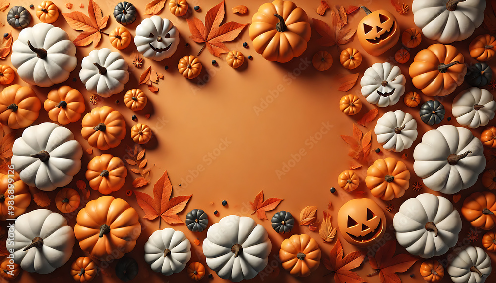 Fototapeta premium ハロウィンの背景壁紙とかぼちゃ2