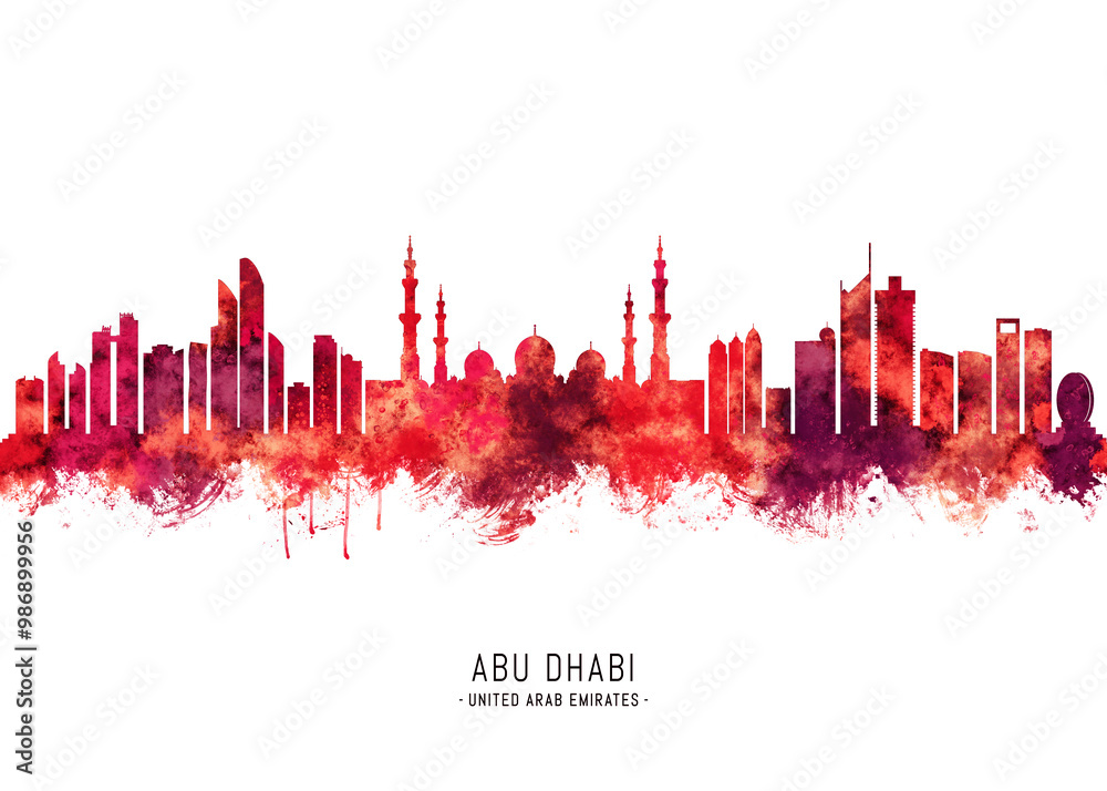Abu Dhabi UAE Skyline Red