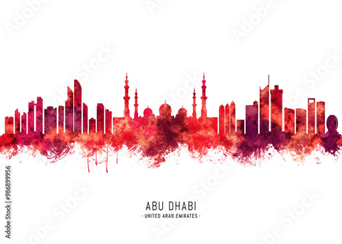 Obraz na płótnie Abu Dhabi UAE Skyline Red w salonie
