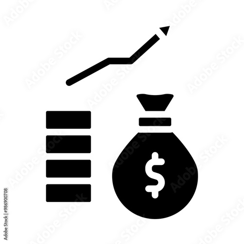 Revenue Stream Vector Glyph Icon Design