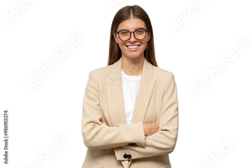 Successful confident woman business coach standing with crossed hands