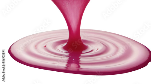 Flowing Pink Liquid Splash Creating Ripples on Transparent background