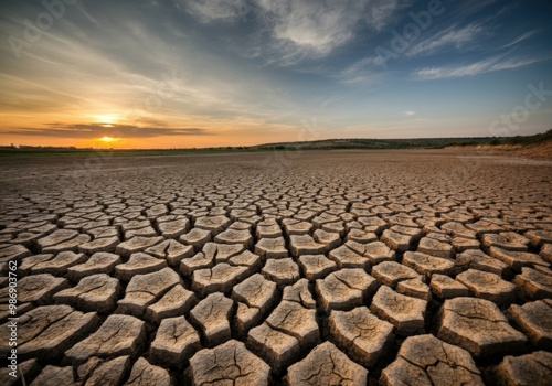 Dried cracked earth under a cloudy sky