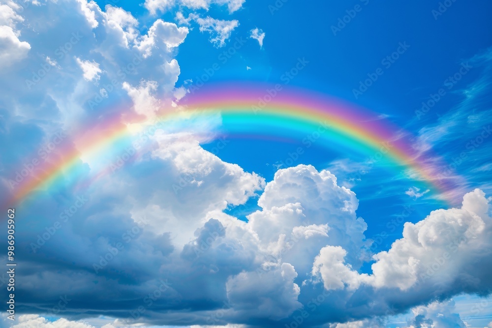 Beautiful rainbow and Blue sky with cloud in summer day Beautiful rainbow and Blue sky with cloud in summer day