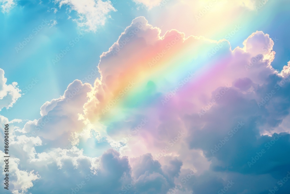 Beautiful rainbow and Blue sky with cloud in summer day Beautiful rainbow and Blue sky with cloud in summer day