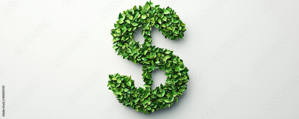 A dollar sign created from green leaves symbolizing eco-friendly finance and sustainability, Eco and sustainable concept. A dollar sign created from green leaves symbolizing eco-friendly finance and sustainability, Eco and sustainable concept.
