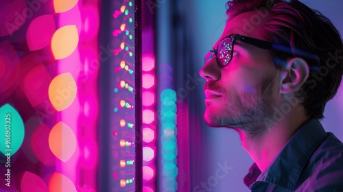 A network administrator configuring a server rack in a data center, emphasizing the secure storage and protection of data in a highly controlled environment.