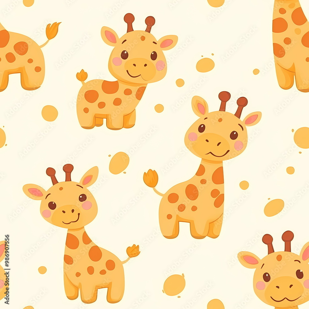 Naklejka premium Chubby and Fluffy Cartoon Dog Illustration Seamless
