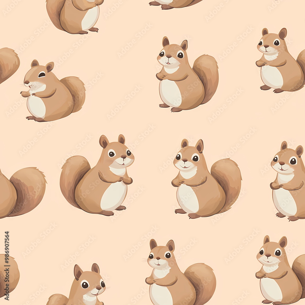 Obraz premium Chubby Fluffy Animal Vector Illustration Seamless