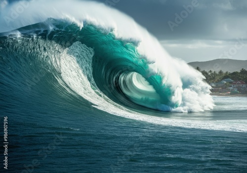 Large wave crashing on the beach