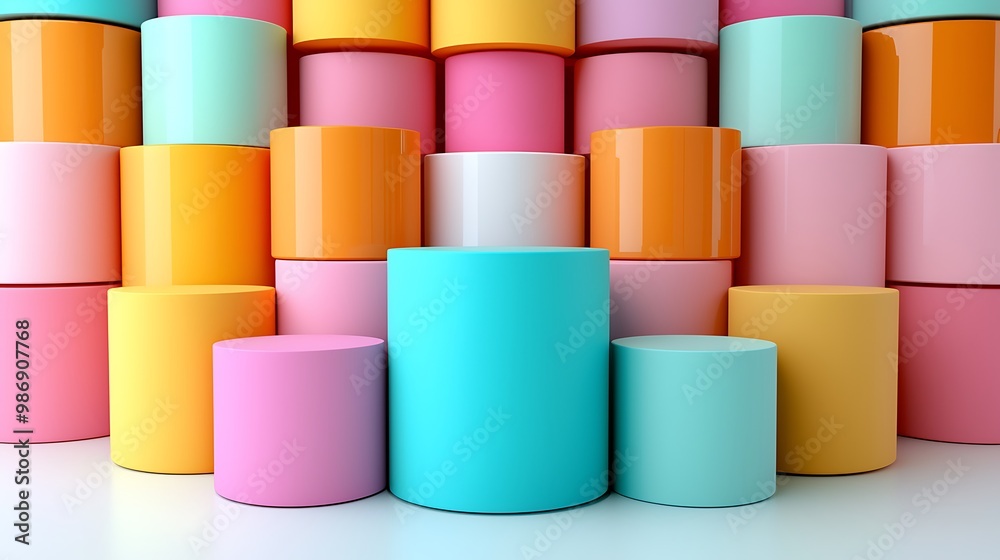A vivid array of cylinders shapes a sleek, minimalist design.