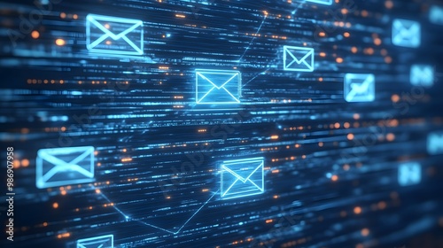 Email interface featuring a client mail list, designed as a web template.