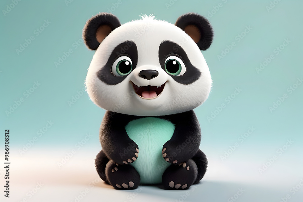 Smiling Panda: A cute panda with a wide, happy grin and big, round eyes Smiling Panda: A cute panda with a wide, happy grin and big, round eyes