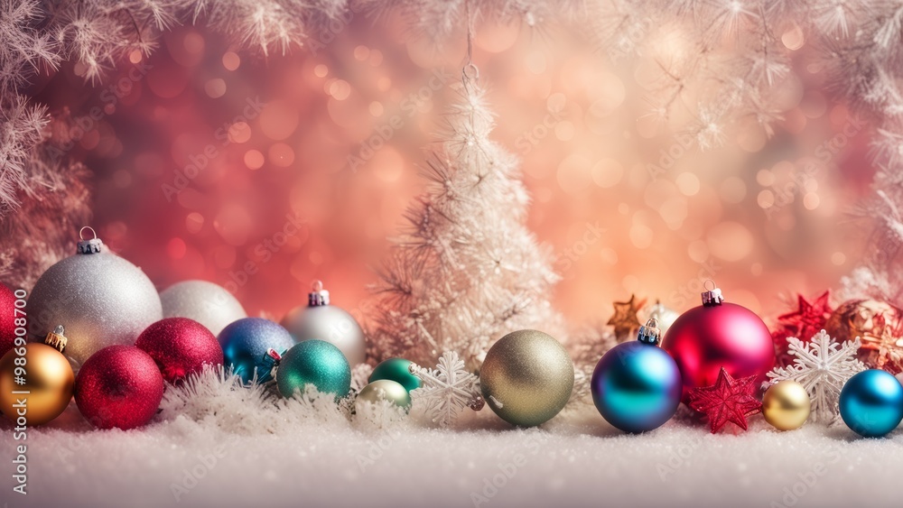 Fototapeta premium christmas balls on the snow