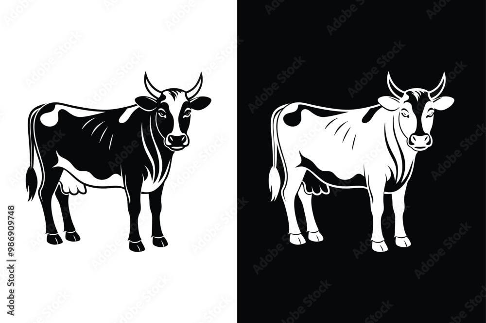 Classic Black Cow Silhouette. Vector Graphic Symbols Classic Black Cow Silhouette. Vector Graphic Symbols