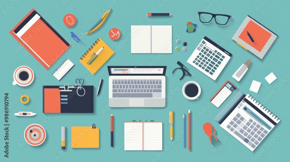 Smart project management tools for remote teams, flat design, top view, tech productivity theme, animation, Split-complementary color scheme Smart project management tools for remote teams, flat design, top view, tech productivity theme, animation, Split-complementary color scheme
