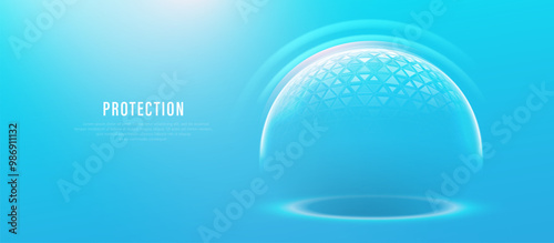 Abstract Blue Protection Concept with Shield and Gradient