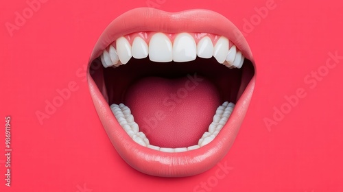 A clipart of a human mouth open, showing teeth and tongue, mouth, open, clipart