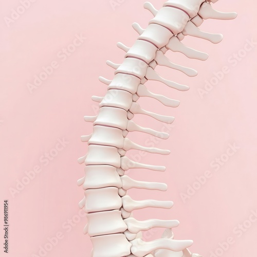 A clipart of a human spine in a curved position, showing vertebrae and discs, spine, curved, clipart