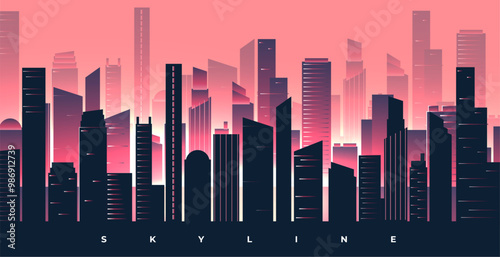 high rise skyline building cityscape silhouette